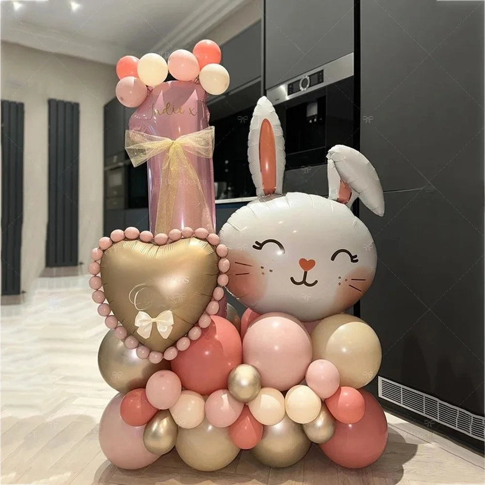 40szt Wielkanocny balon foliowy z uroczym królikiem 40 cali Różowy zestaw balonów z numerami 1-9 dla dziewczynki Dekoracja urodzinowa Baby Shower — zdjęcie 2