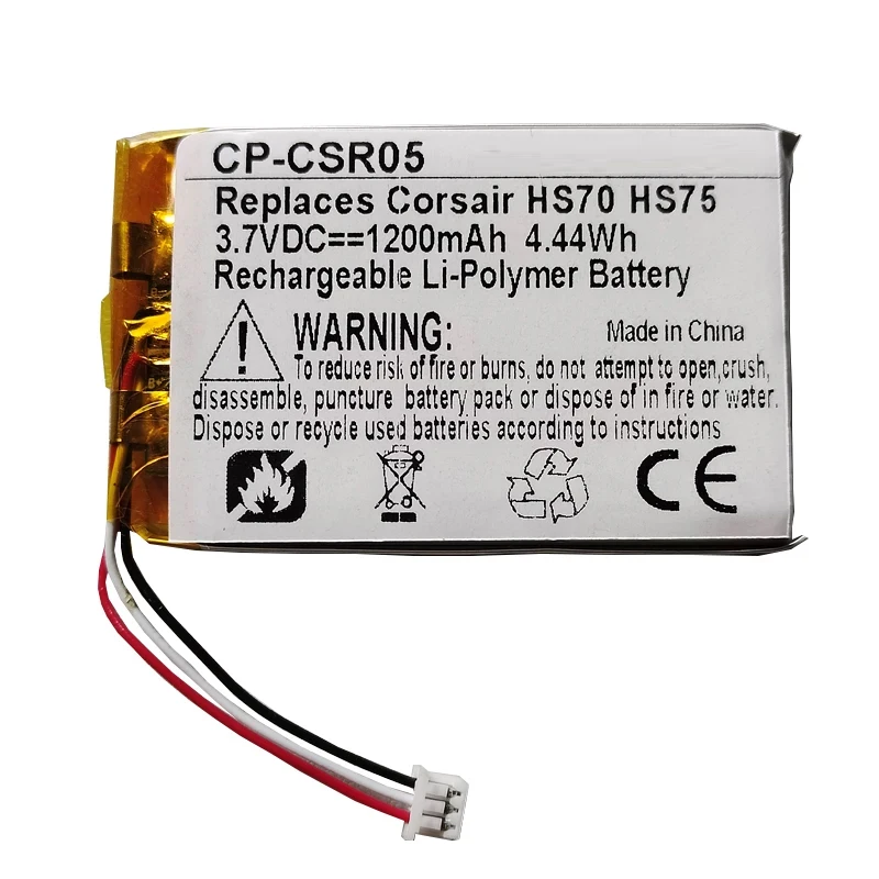New 3.7V 1200mAh Lipo Polymer Battery for Corsair HS70 , Corsair HS70 Pro Wireless Gaming Headset