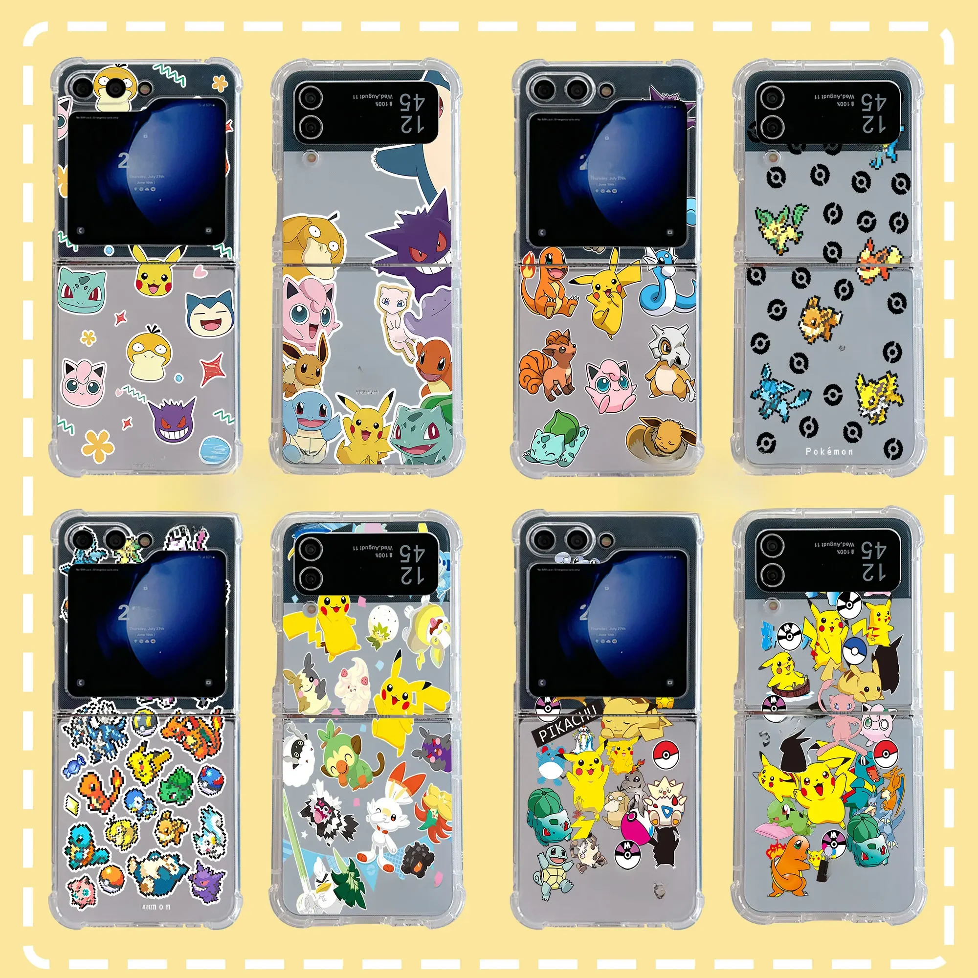 Coque de téléphone Pokemon, étui arrière souple Anti-chute pour Samsung Galaxy Z Flip 3 4 Z Flip 5 6 Z Fold 4 5G PC