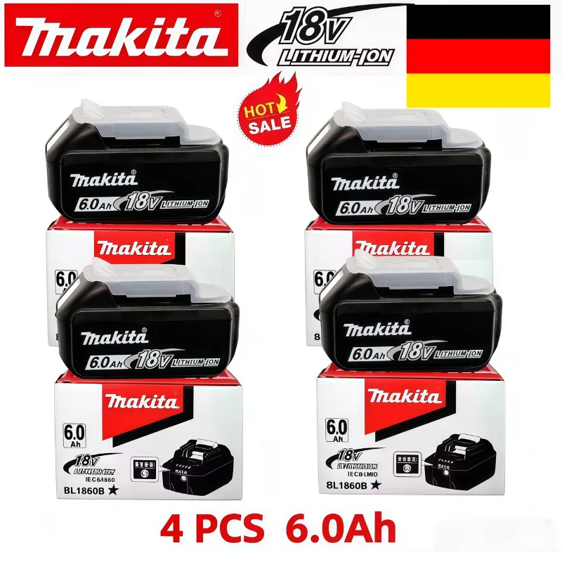 Batteria 100% Makita 6.0 Ah 18V LXT agli ioni di litio BL1860 con indicatore LED, batteria 18V per utensili elettrici, batteria originale 18V 6Ah