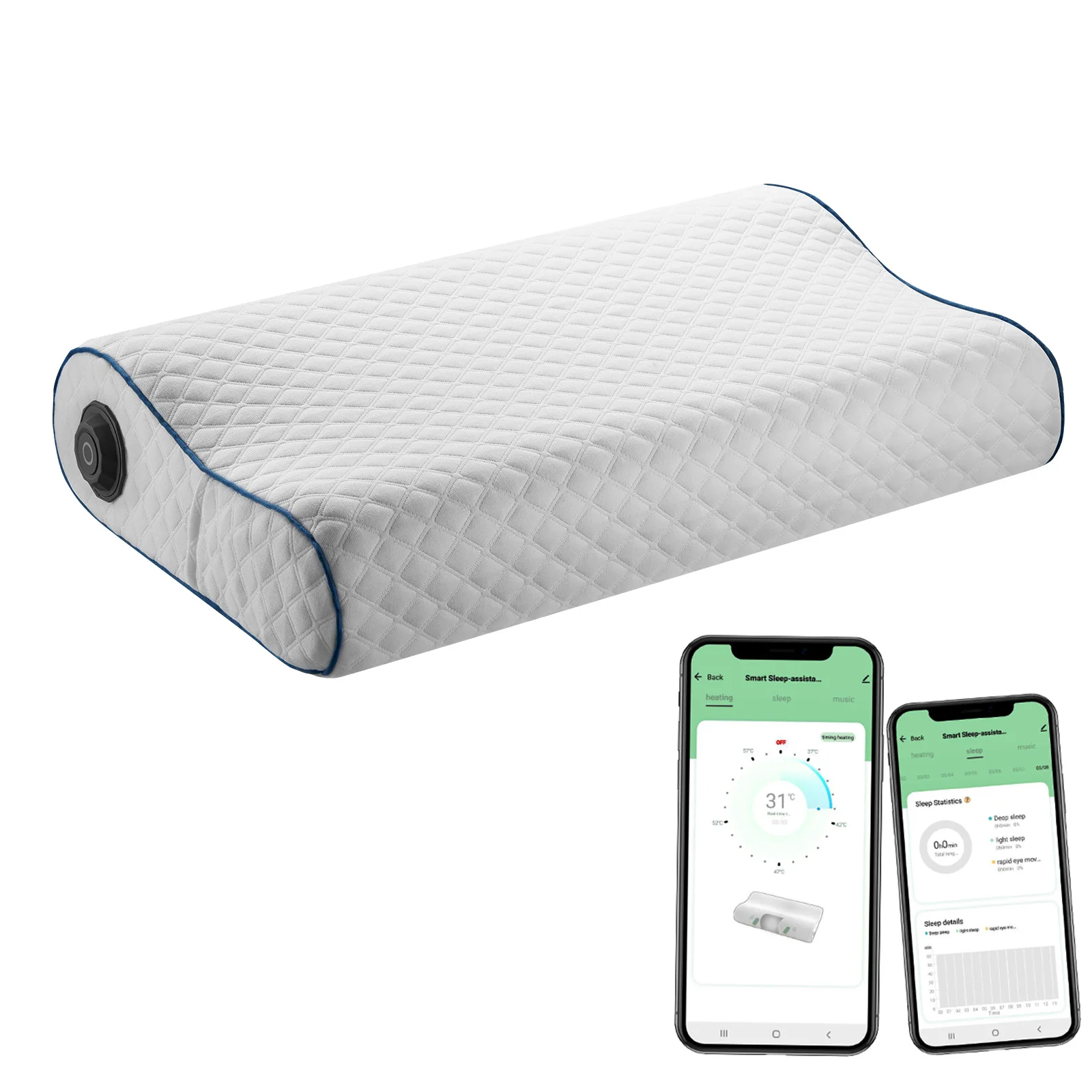 Qiumi Smart Sleeping Monitoring Memory Foam Pillow Smart management by TUYA APP The heating function is the Favorite for people