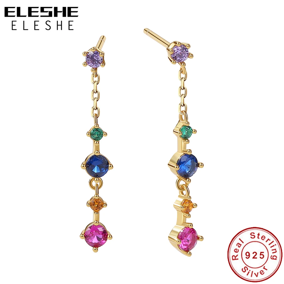 

Женские серьги-гвоздики из серебра 925 пробы с разноцветными цирконами