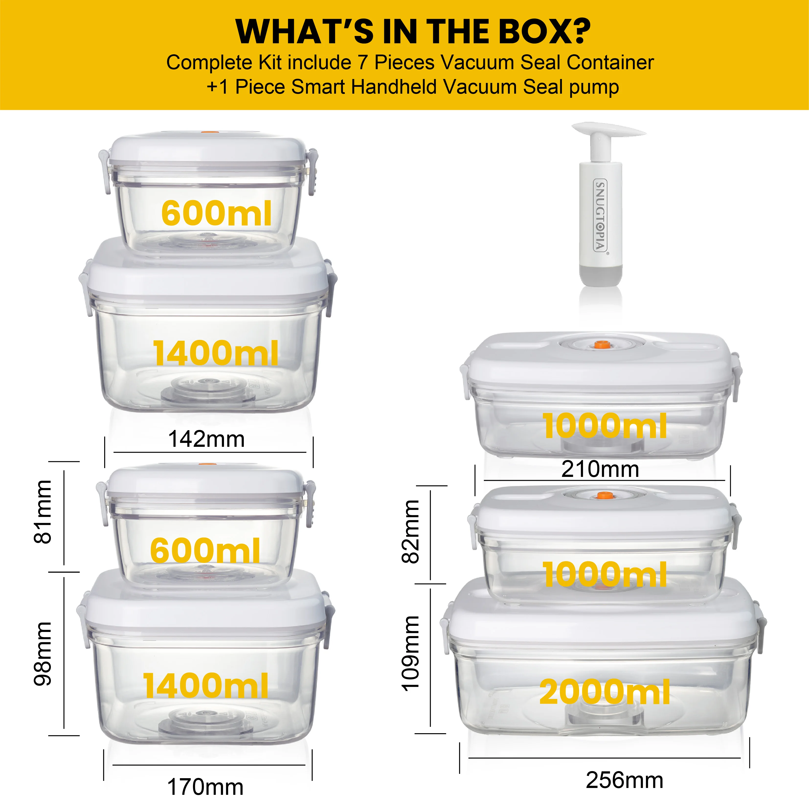 7+1 Vacuum Seal Food Storage Containers Set, Leakproof, Freshness, BPA-Free Kitchen Organizers, Ideal for Fruits, Veggies, Meats view 5