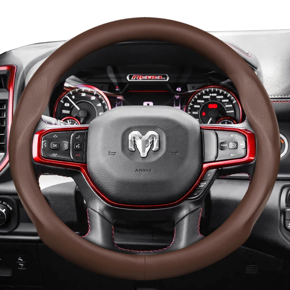 For Ram Round Steering Wheel Cover Ultra-Thin Breathable Pickup ProMaster Rampage 1500 2500 3500 4000 4500 5500 700 1000 Black