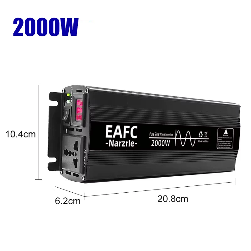 EAFC Zuivere Sinus Omvormer 4000 W/3000 W/2000 W DC 12 V Naar AC 220 V Voltage Transfer Converter Universele EU Socket Auto Accessoires