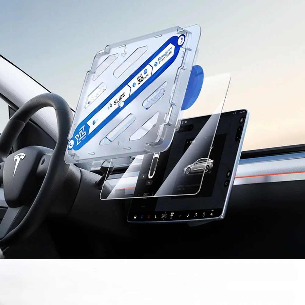 YZ Ochrona ekranu ze szkła hartowanego dla konsoli środkowej Tesla Model 3 Y Przeciwodblaskowa folia HD Ochrona ekranu Akcesoria Protecto — zdjęcie 2