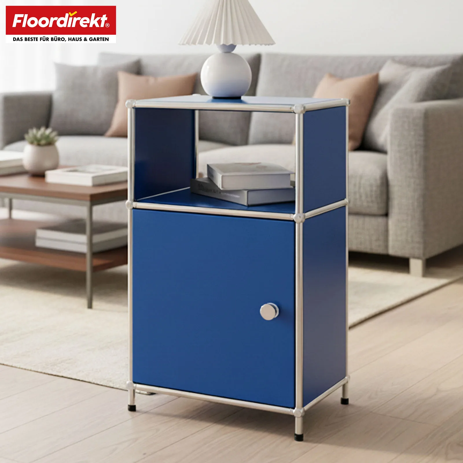 Floordirekt Metallregal Concept Epure MK 040 - Kompaktes Standregal mit Tür für Bad Küche und Büro - verschiedene Farben