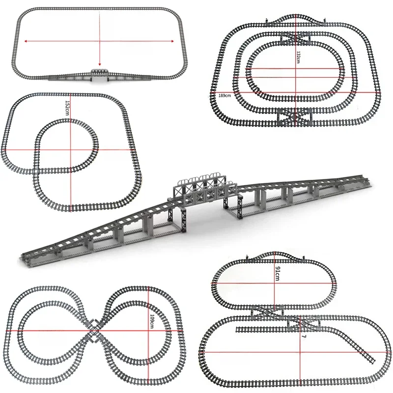 Compatibel Met Lego-Treinrailcombinatie Scène Moc Bouwstenen Diy Cross-Track Spoorbrug Stenen Speelgoed Treinwagon - afbeelding 2