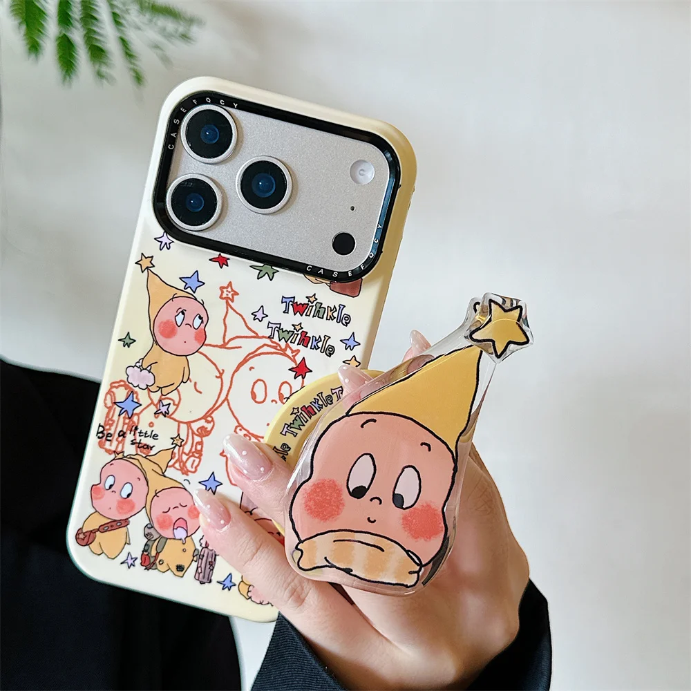 

New Korean Cute Star Person with Fro Magnetic Bracket Fashionable, Suitable for iPhone 17/13/14/15/16 Pro Max Anti Drop Protecti