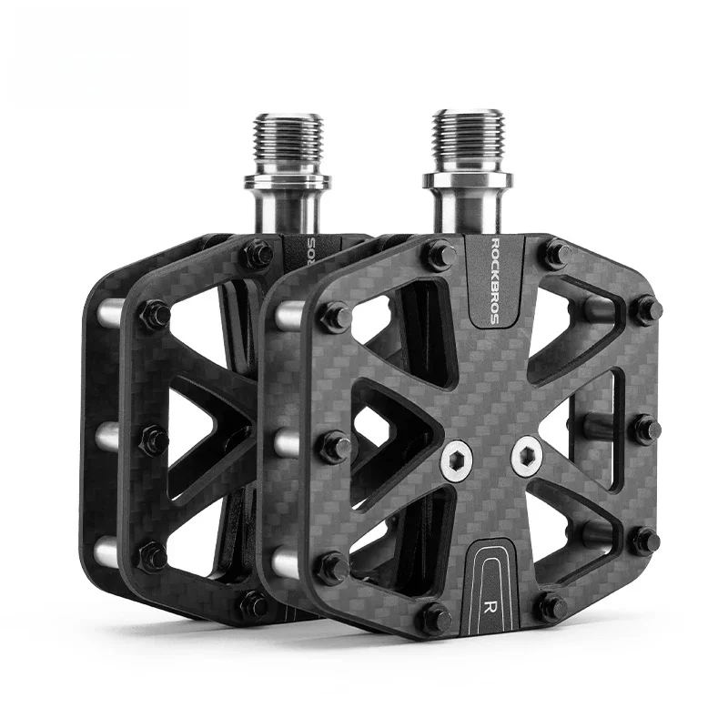 AliExpress ROCKBROS Carbon Fiber Pedals 3 Bearings Ultralight MTB Road Bike Pedal Anti-Slip Carbon Fiber Bicycle Pedal Dustproof Waterproof