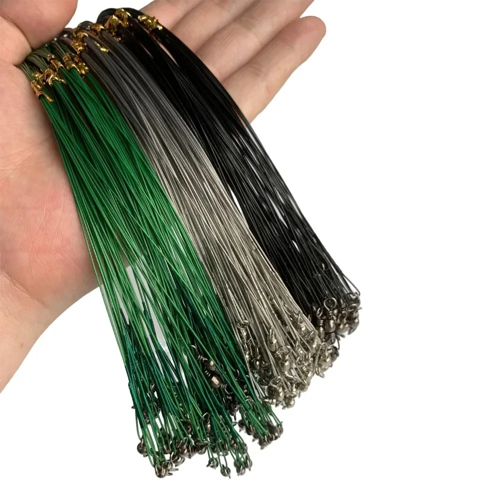 Anti-Biss-Stahl-Angelschnur, Stahldrahtvorfach mit Drehgelenk, Angelzubehör, Bleikern, Leine, Angeldraht, 15 cm, 20 cm, 25 cm, 30 cm
