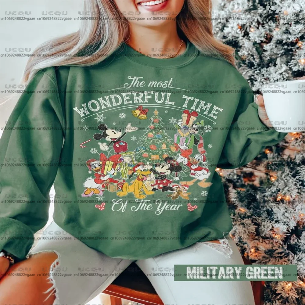 ديزني عطلة الفتيات أفضل Y2k حفلة الأسرة ميكي ديزني وورلد فريندز تي شيرت هدية عيد الميلاد هوديي عيد الميلاد البلوز عيد الميلاد المحملة