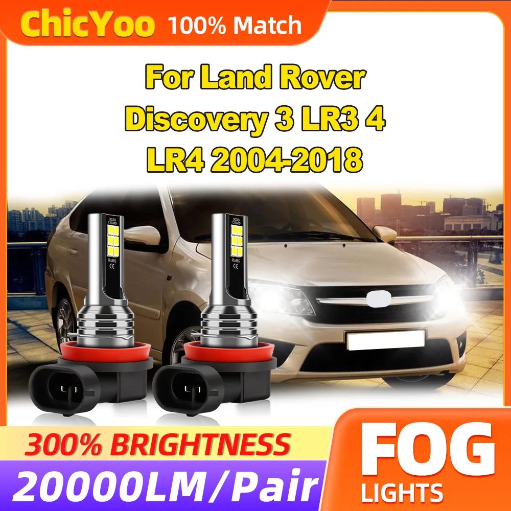 20000LM CSP Chips LED Fog Lights 60W Canbus No Error Fog Lamps 12V 6000K White For Land Rover Discovery 3 LR3 4 LR4 2004-2018