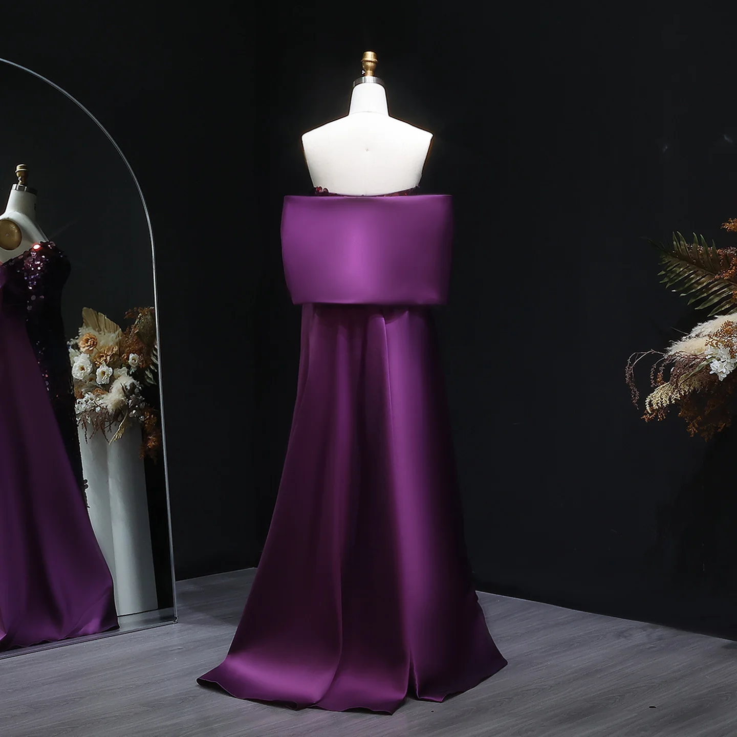 شارون سعيد دبي الأرجواني الترتر حورية البحر فساتين السهرة بدون حمالات مع عقدة القوس للنساء ثوب الزفاف الرسمي SF039 مخصص