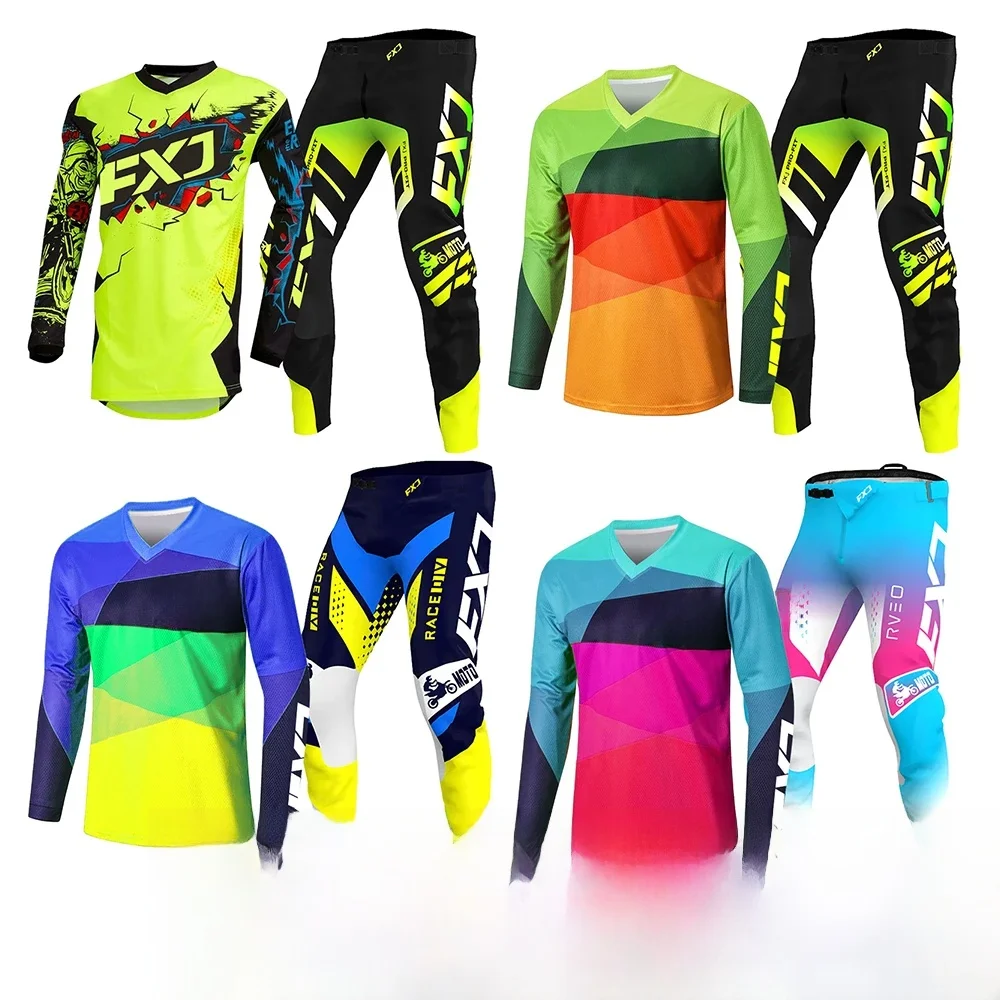 AliExpress FXJ motocross gear set for kids Enduro cross Off-road boy girl BMX DH racing suit 5 6 7 8 9 years Jersey Pant Kits