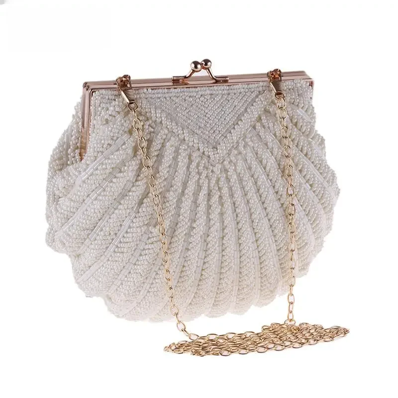 Elegancka damska torebka ślubna torebka luksusowe torby wieczorowe białe kopertówki z muszli Pochette Mariage Sac Femme zroszony kopertówka — zdjęcie 2