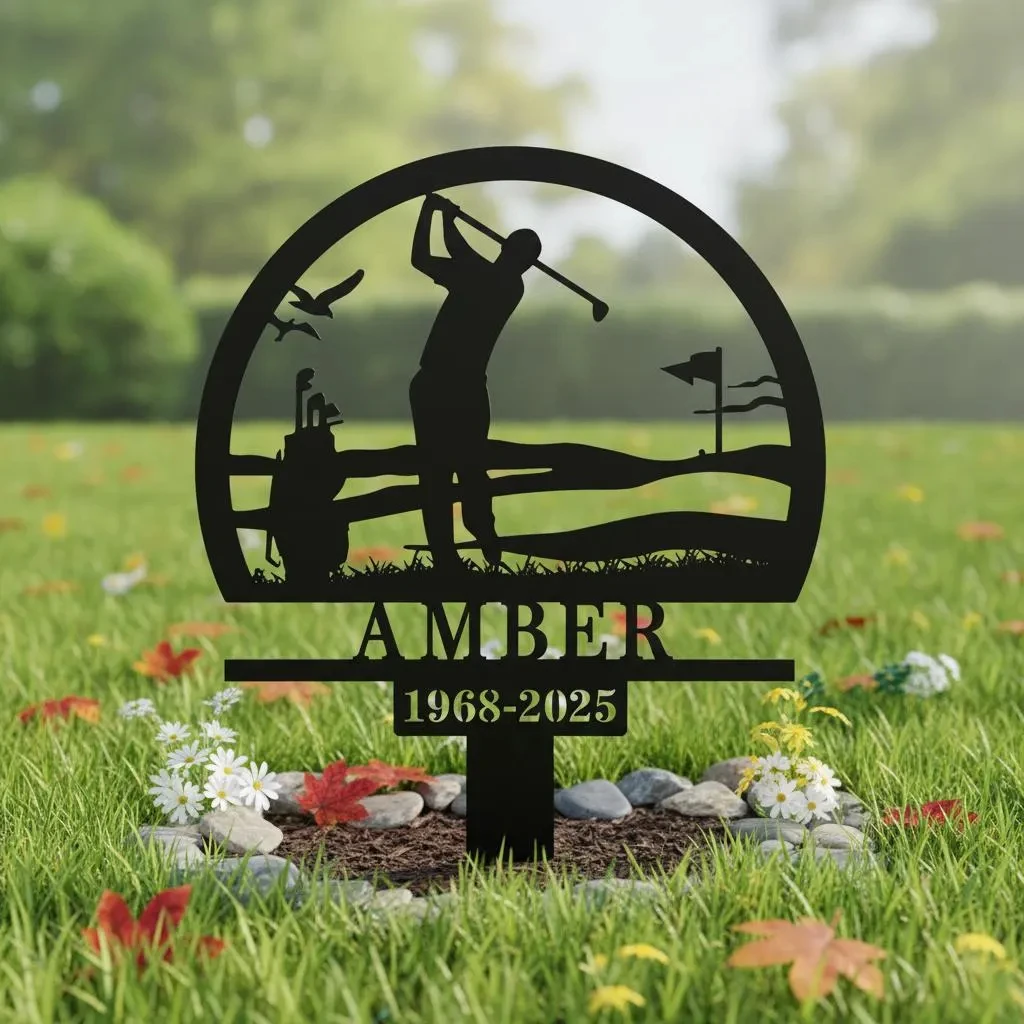 Custom Golf Remembrance Stake,Personalized Golf Name Stake,Golfer Grave Marker,Golfer Loss Gift,Golf Cemetery Marker