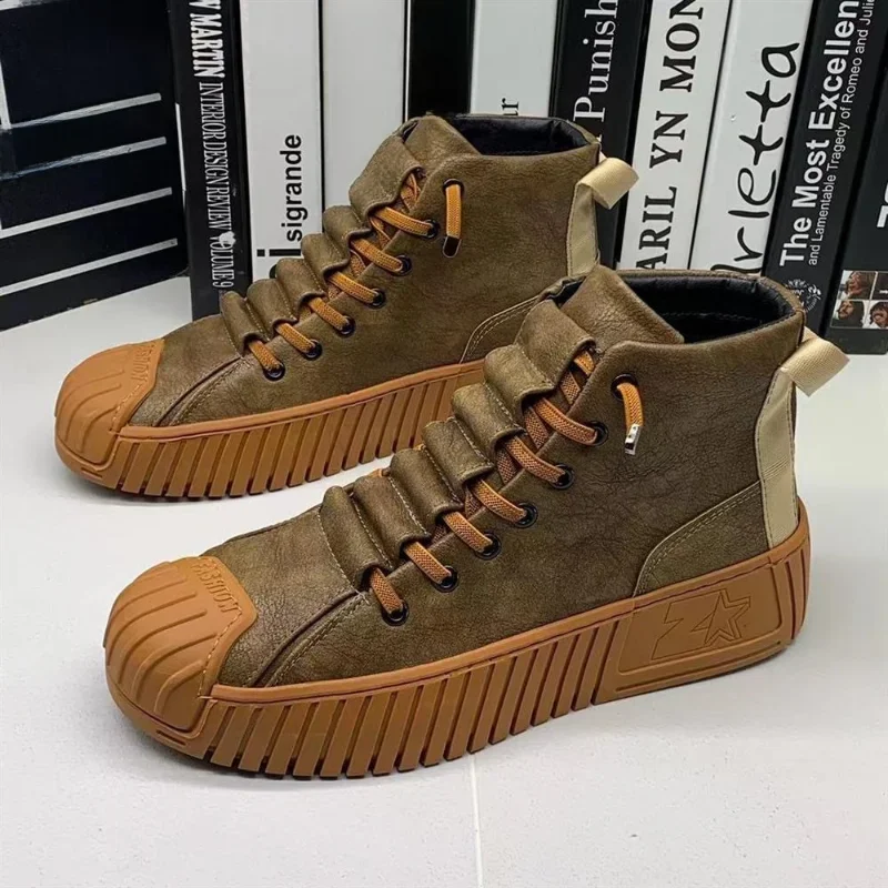 2025 Jesienno-zimowe buty męskie Zwiększone buty Sznurowane buty codzienne Buty deskorolkowe Wysokiej jakości buty outdoorowe Brytyjski styl Nowy — zdjęcie 2