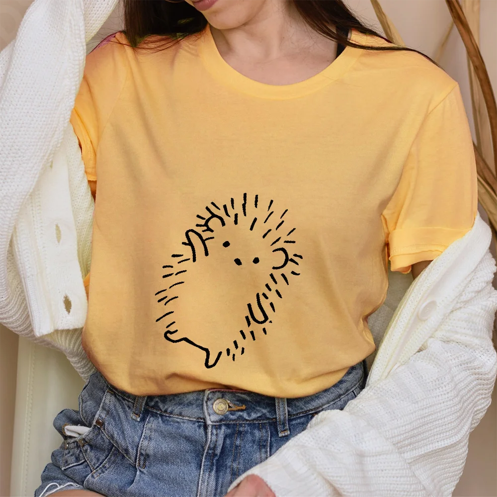 

Top Female Clothing Soft Cotton Short Sleeve Women T-shirts Cute Hedgehog Printed Graphic T Shirts Woman Short Sleeve Tees