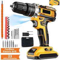 Cordless Brushed Electric Hand Drill 1800rpm Pistol Impact Drill 3/8\