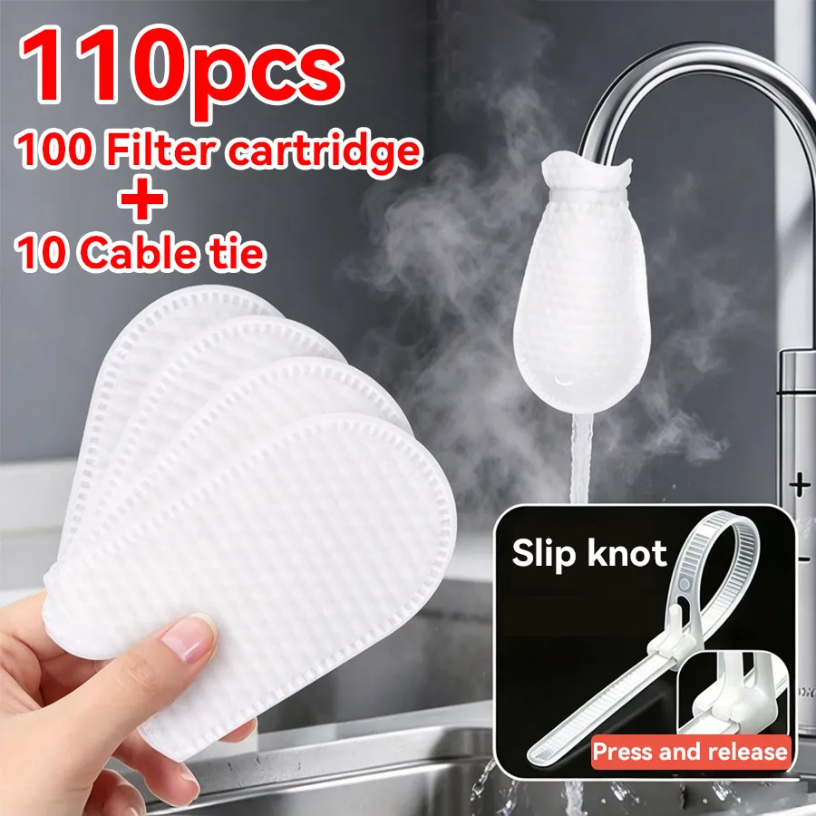 110/11Pcs Faucet Filter Cartridge Set, (10 Filters + 1 Strap) High Density Kitchen Bathroom Rust Sediment Removal