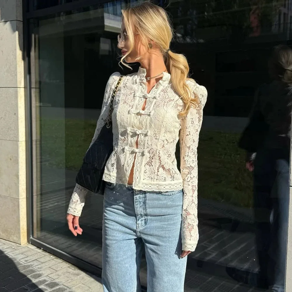 Blusa arena para Mujer Estilo Retro Elegante