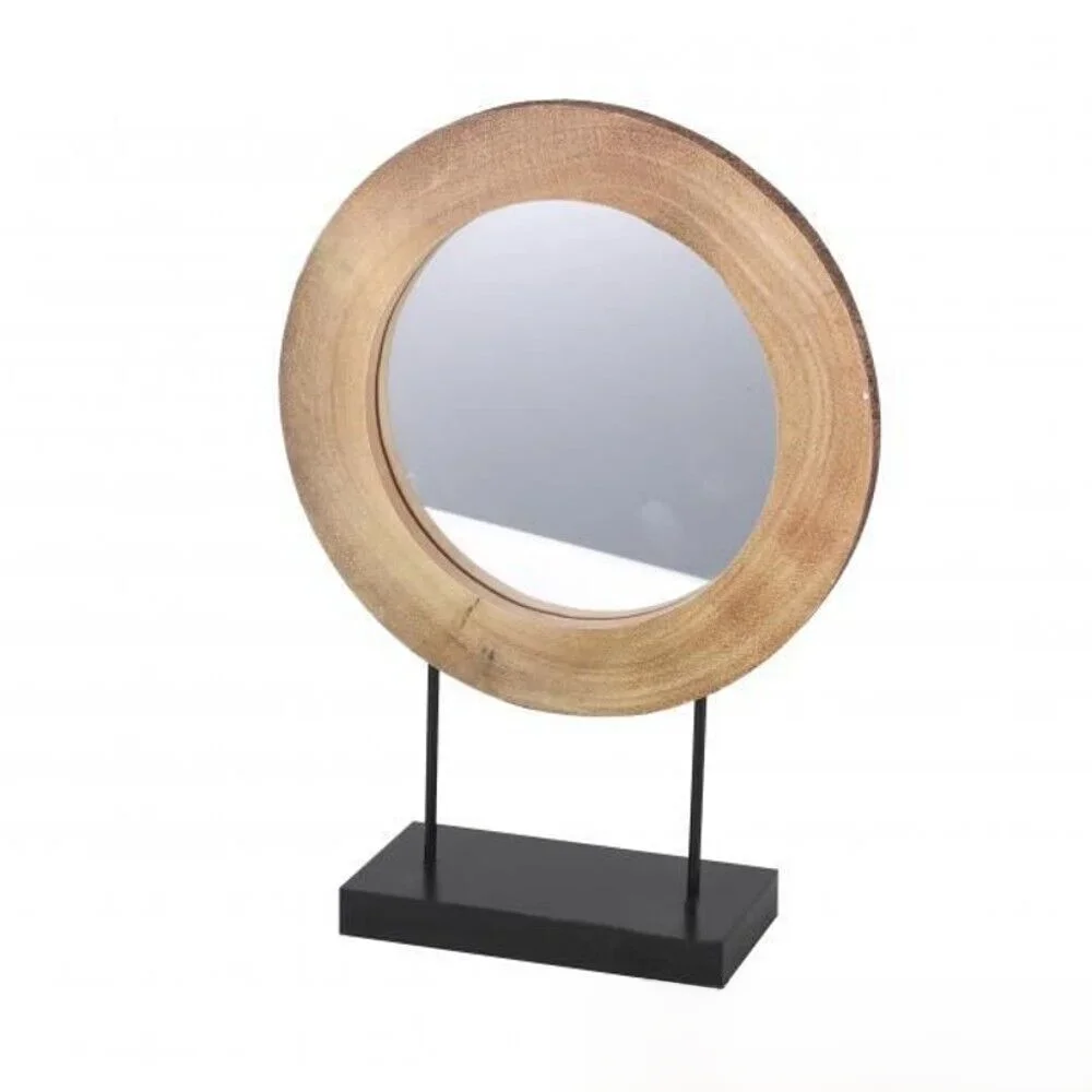 Espejo Decorativo Para Mesa De Tronco De Madera Con Soporte 41.5 x 30 x 10 Cm
