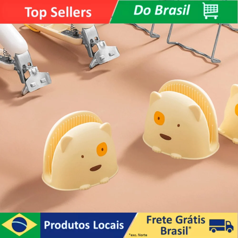 Mini Luvas de Forno Ursinho Silicone 2 Peças Pegador de Panela Resiste ao Calor e Altas Temperaturas