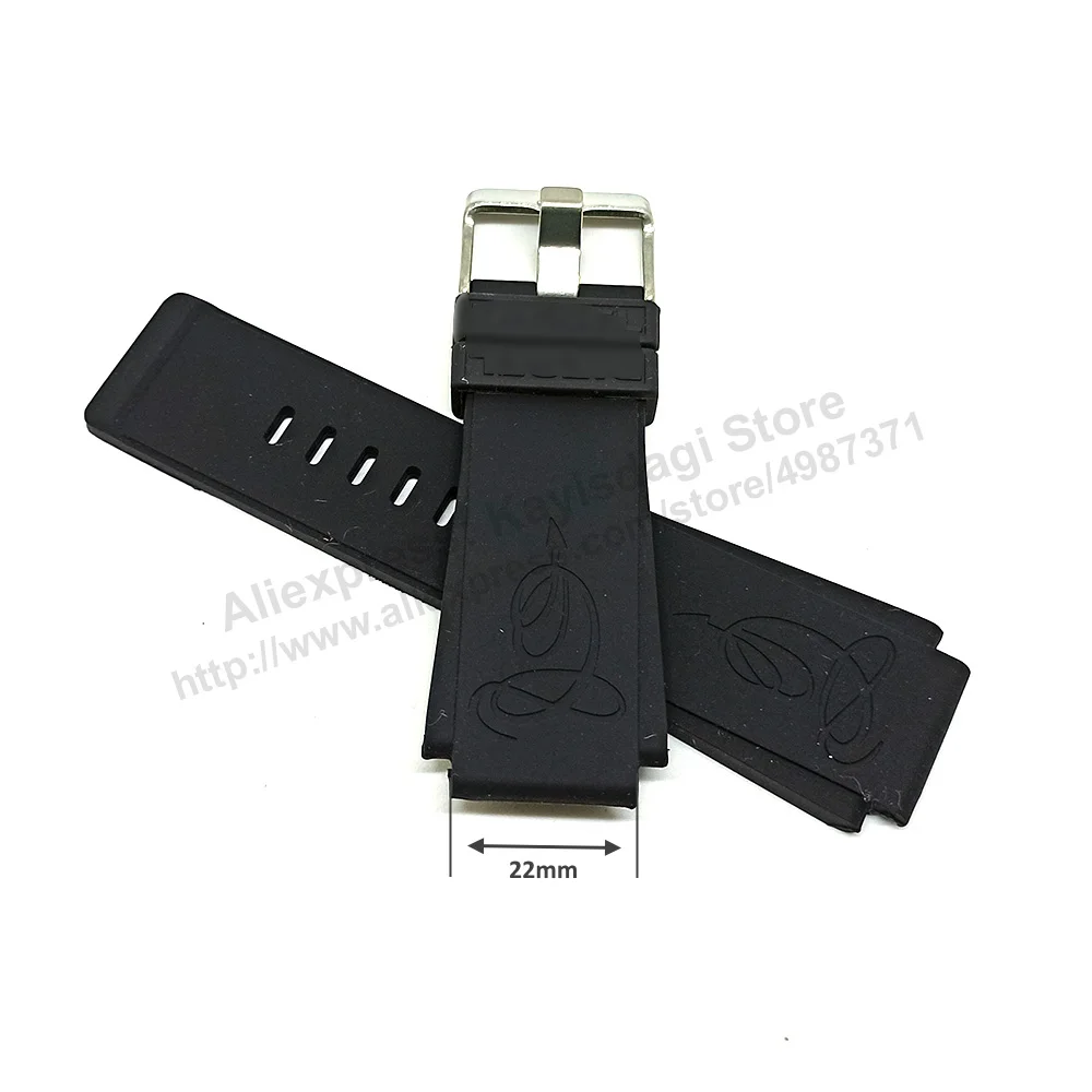 Diesel Mr. Cartoon DZCM-0002 Fits with 22mm Black Rubber Silicone Replacement Watch Strap Band