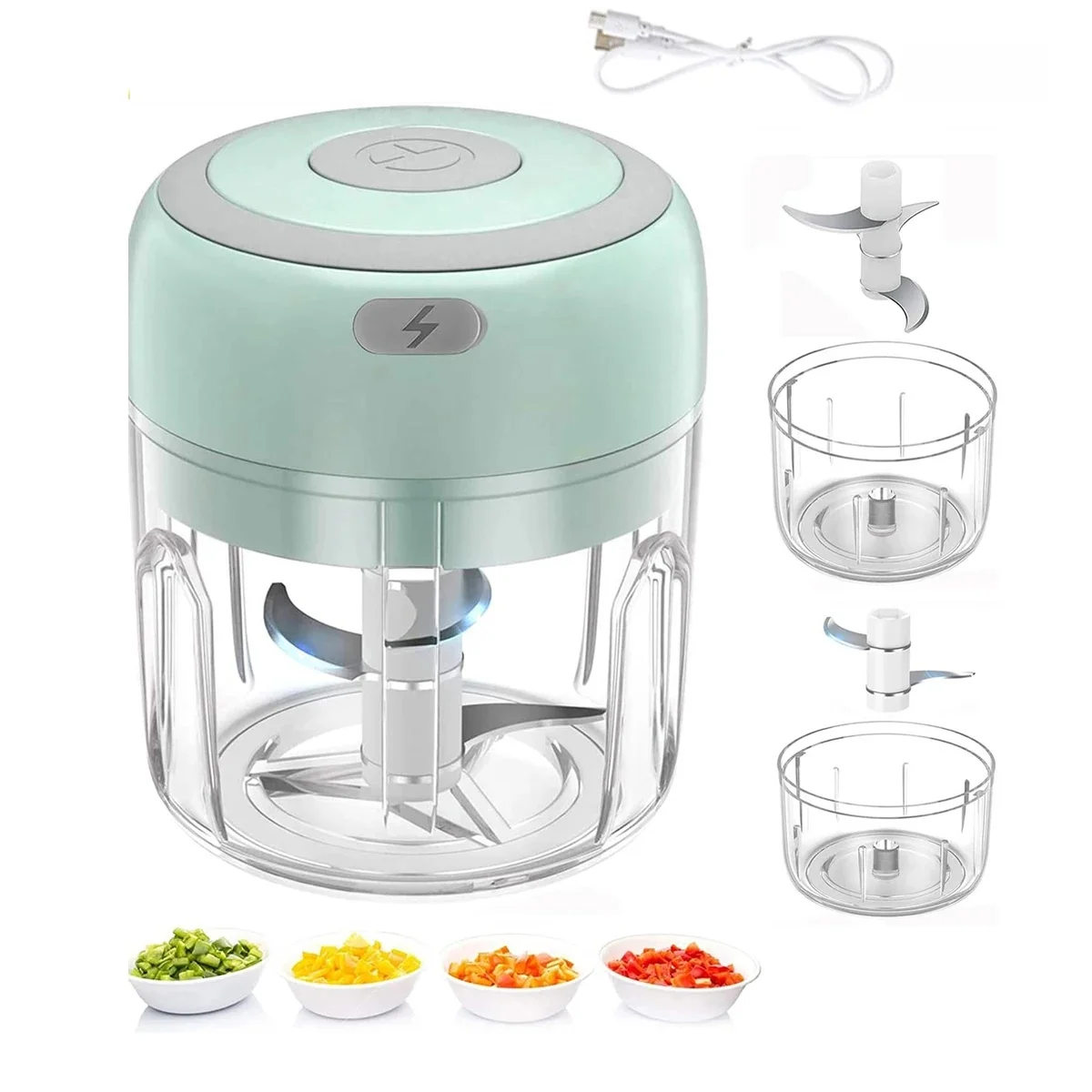 100 ml/250 ml Elektryczny mini rozdrabniacz do czosnku - Akumulatorowy rozdrabniacz USB z mocną baterią litową, łatwa maszynka do mielenia mięsa — zdjęcie 2