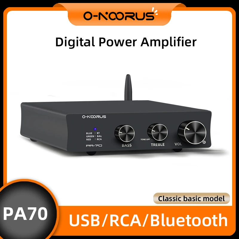 O-norus-hifiオーディオスピーカー,クラスdアンプ,Bluetooth 5.0,ホームスピーカー,サブウーファー出力付きレシーバー,低音トレブル,ma12070,80wx2, 2.1