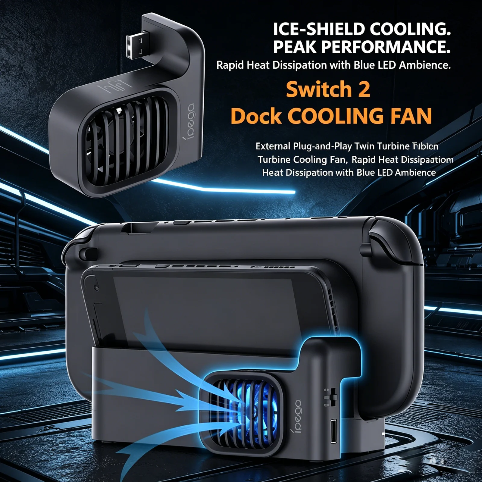 For Switch 2 Cooling Fan Original Dock PG-SW2206 Host mode Console Dock Cooler with 2-Speed Adjustment Game accessories