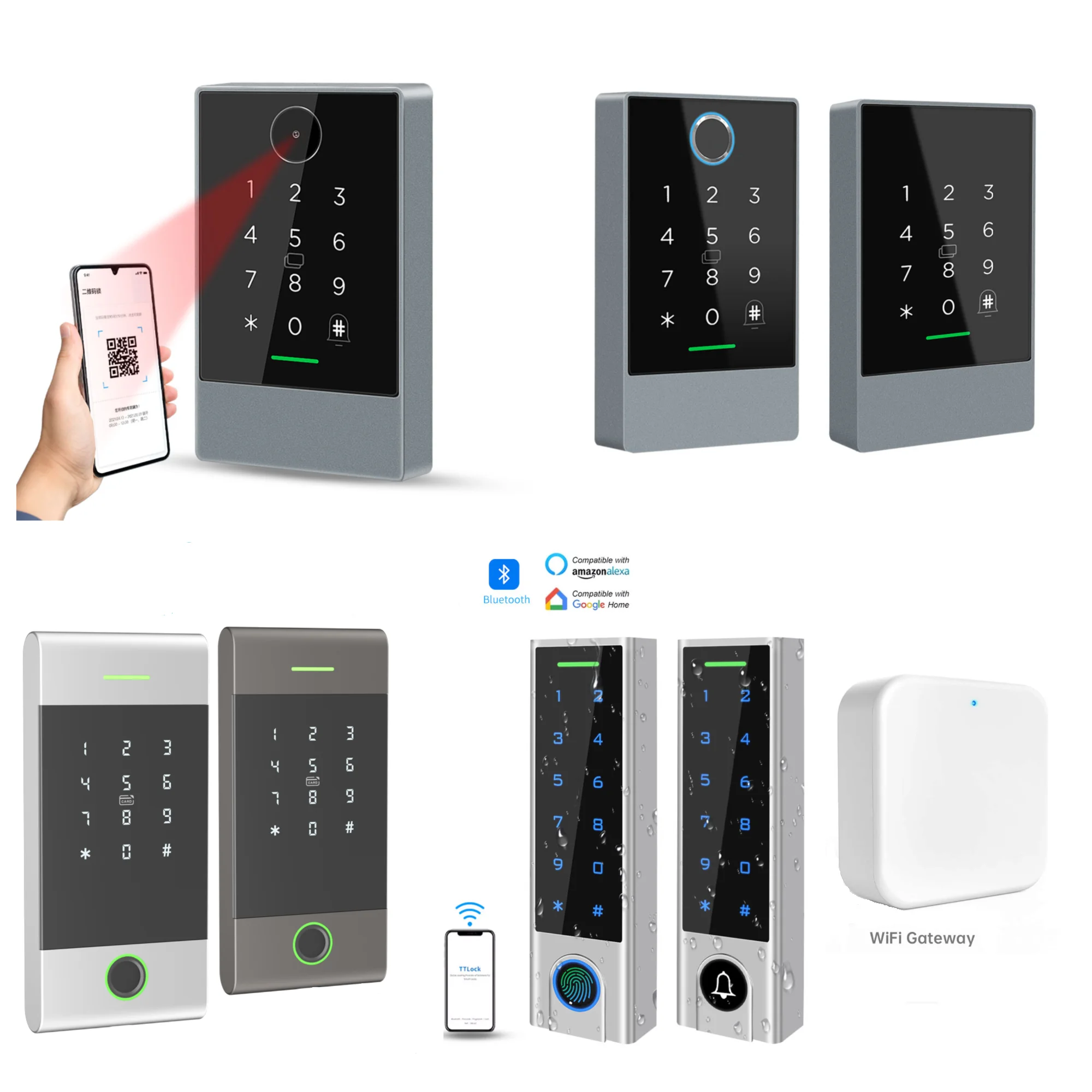 Bluetooth Fingerprint Access Controler Waterproof RFID IC TTLOCK Keypad App Unlock Door Opener Devices for Access Control System