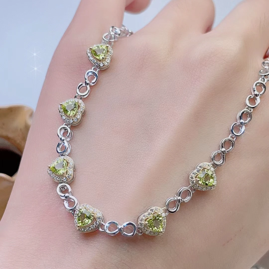 Boutique Jewelry 925 Sterling Silver Natural Gemstone Women's Bracelet Girl Party Gift Birthday New Year Valentine's Day Marriag