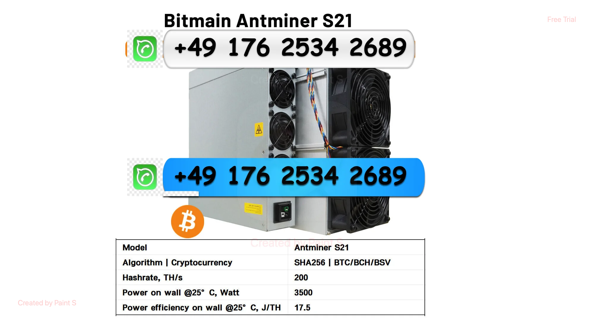 

H ! ТОПЕЧНЫЕ ПРОДАЖИ КУПИТЕ 5, ПОЛУЧИТЕ 3, бесплатный новый Bitmain Antminer S21 200T 3500 Вт Bitcoin BTC ASIC Miner готовый запас