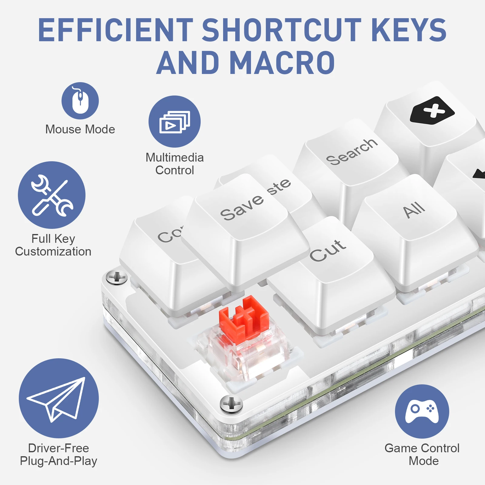 SAYODEVICE 8 Klawiszy Mini Klawiatura Skrótów Klawiszowych do Pracy w Biurze Makro Klawiatura do Gier Rhythm OSU Klawiatura Gamingowa USB Przewodowa z Możliwością Wymiany Przełączników Podczas Użytkowania — zdjęcie produktu 4