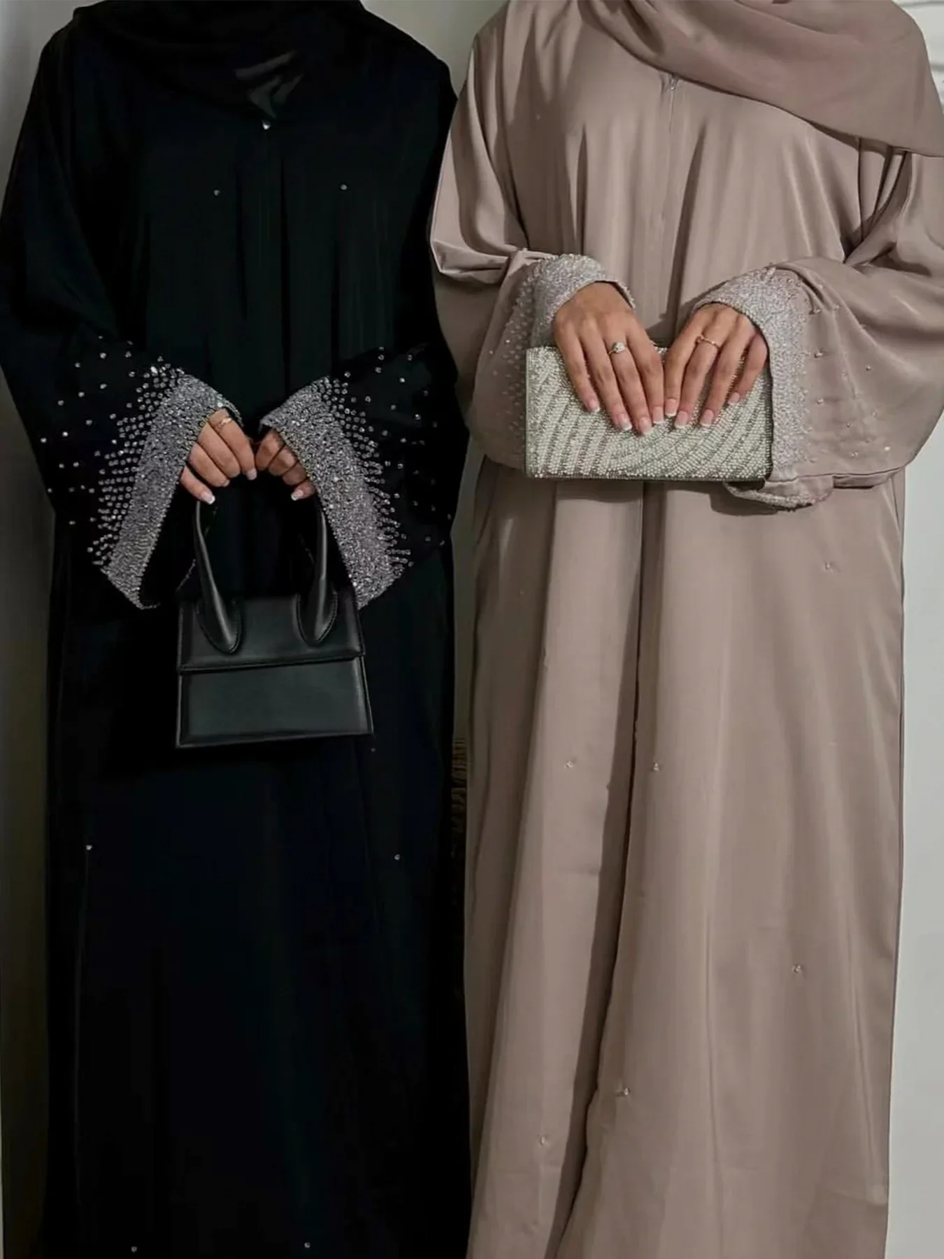 Eid Muslim Diamond Abaya dla kobiet Button Cardigan Up Jalabiya Ramadan Dress 2024 Ramadan Caftan Party Long Robe Vestido Largos — zdjęcie 2