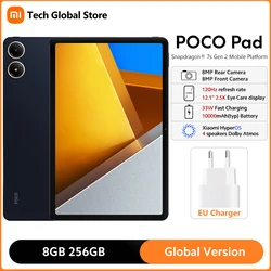 POCO Pad-Tablets versión Global, procesador Snapdragon 7s Gen 2, pantalla de 12,1 pulgadas, 120Hz, 2,5 K, 33W, carga rápida, batería de 10000mAh