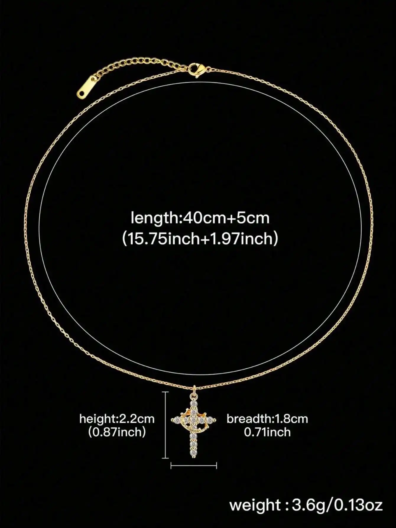 قلادة متقاطعة من الألماس للسيدات - قلادة رائعة من الزركونيا المكعبة من الذهب عيار 14 قيراط، قلادة متقاطعة ذهبية بسيطة #4