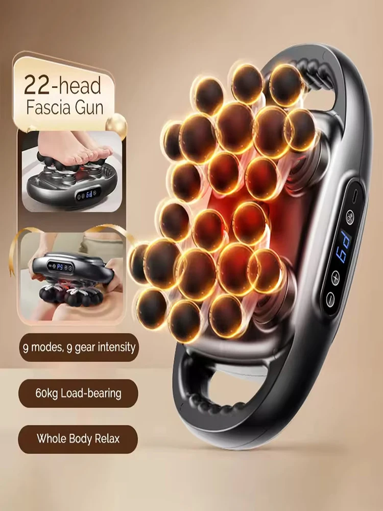 22 Köpfe 9 Modi Faszienpistole, Hochfrequenz-Vibrations-Körpermassagepistole für Rücken, Taille, Nacken, Schulter, Muskelmassagegerät zur Schmerzlinderung