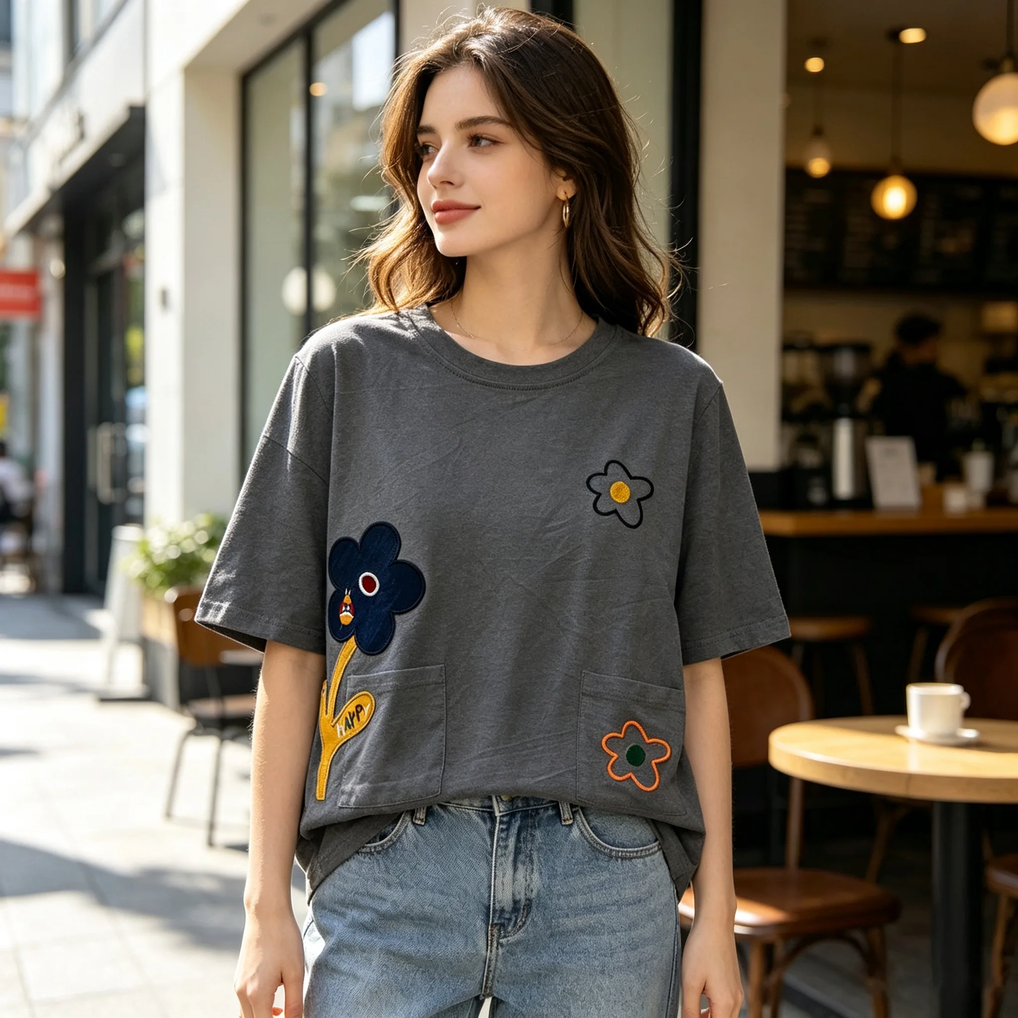 Women Loose Fit Flower Patch E - đánh giá và giá Embroidery Flower