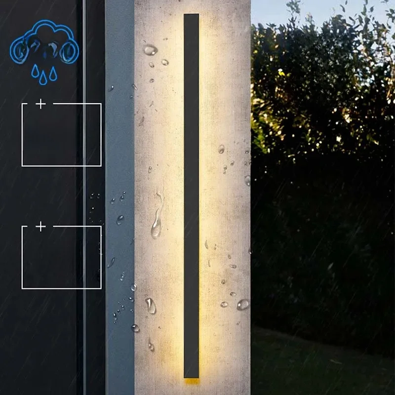Lampe à longue bande, étanche IP65 extérieure, applique murale LED simple adaptée à la cour, à la villa, au portail, au jardin, à la décoration extérieure