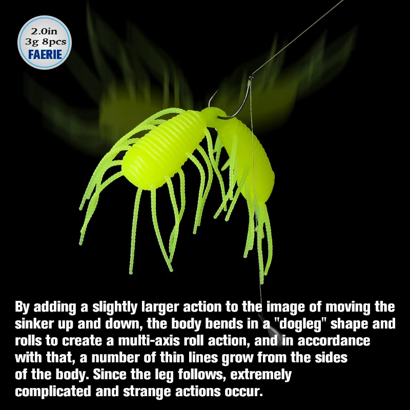 TSURINOYA FR50 FAERIE vinilo Wacky Rig UV para lubina, gusano de pesca melocotón - imagen 3