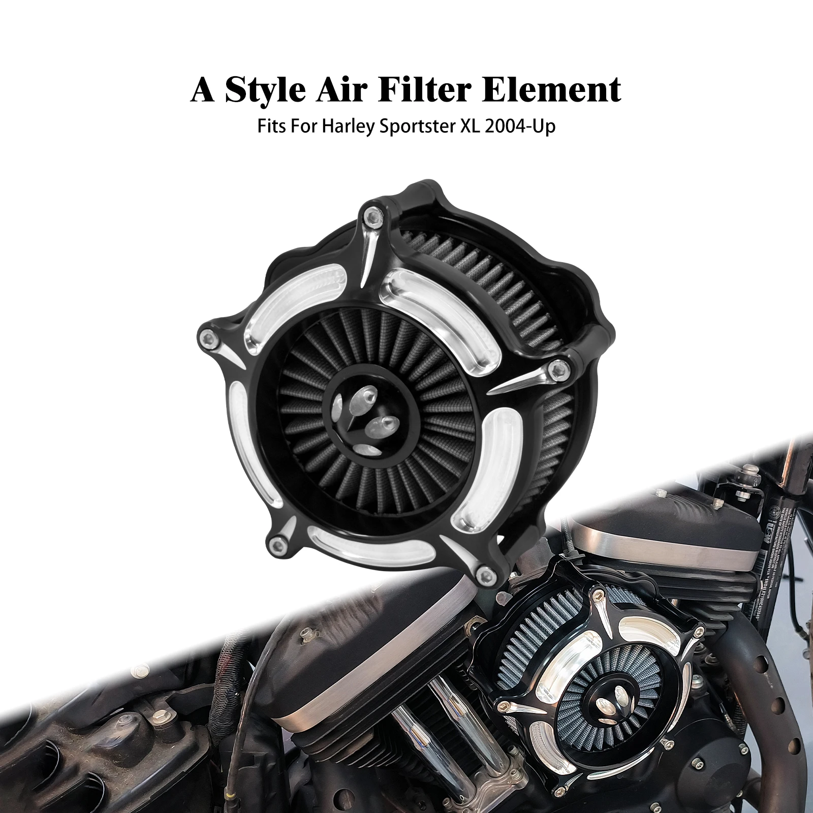 

Motorcycle High Flow Spike Air Cleaner Filter Gray Intake For Harley Sportster XL 883 1200 48 72 2004-22 US Stock Fast Shipping