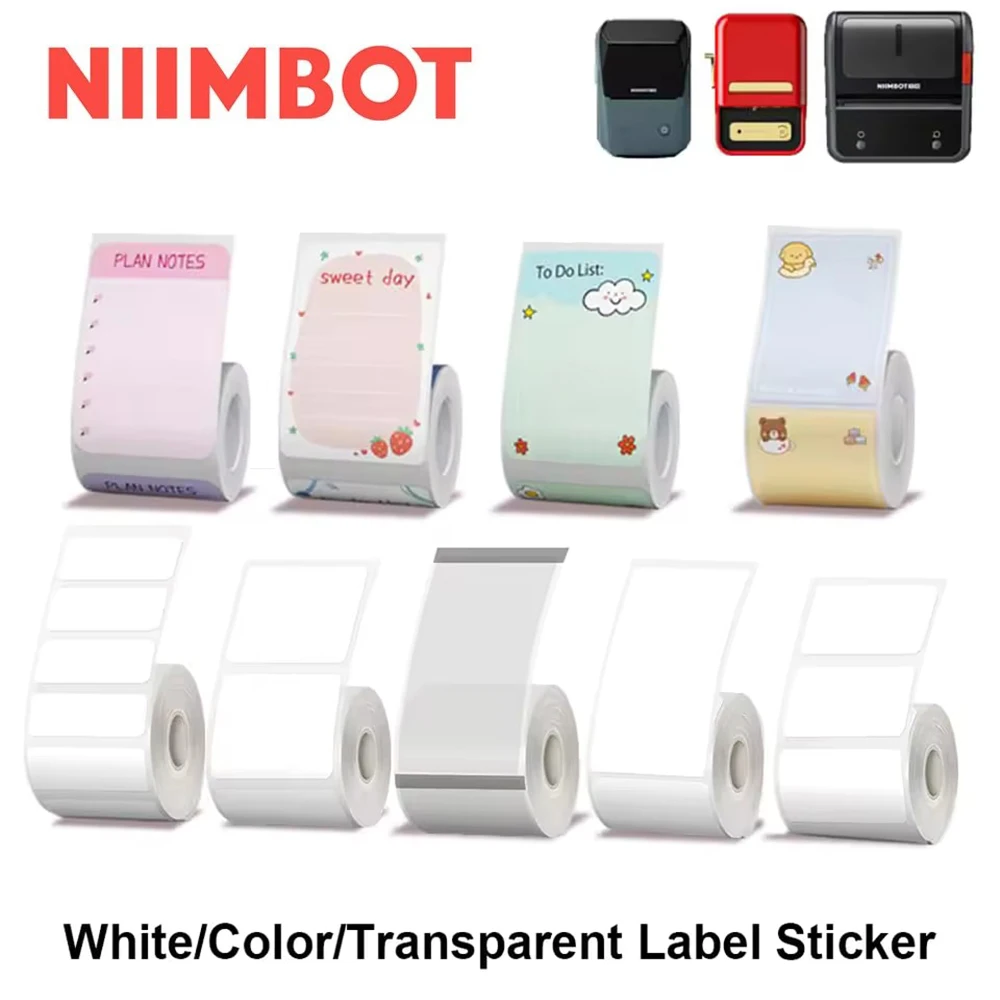 Niimbot B21 B3S B1 B203 Self-adhesive Paper White/Transparent/Pattern/Color Waterproof Sticker MERRY Christmas Gift Label