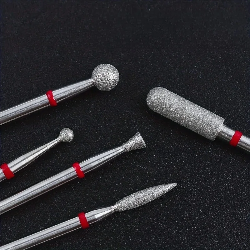 Foret à ongles en diamant rouge, fraise pour manucure, fraise rotative électrique, outils pour cuticules, accessoires, 1/5 pièces