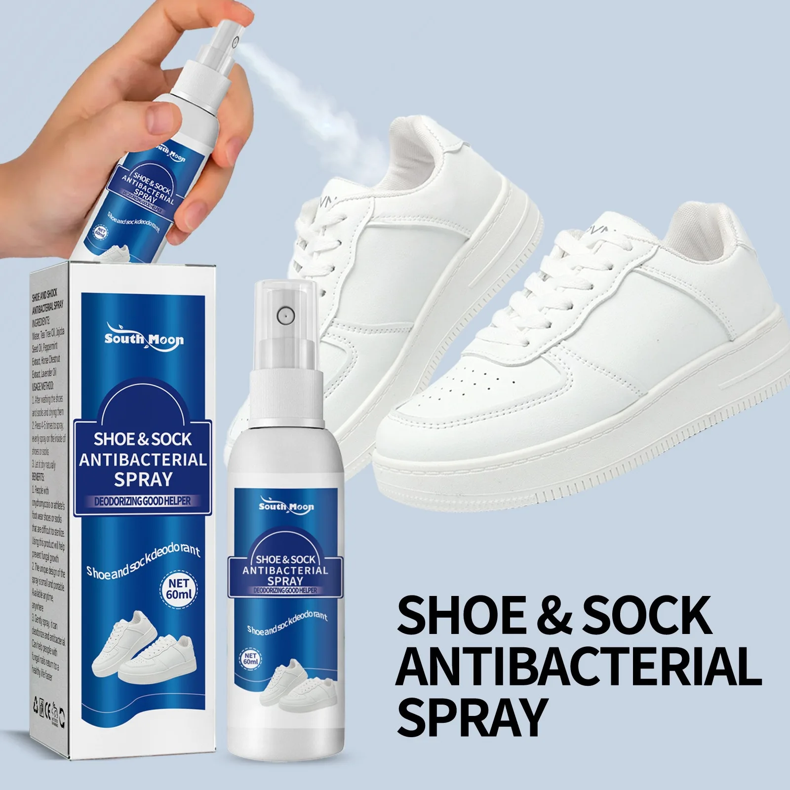 60ml Antibacterial Spray for Shoe Foot Odor Shoes Stink Freshener Socks Odor Remover Spray Refresh Antiperspirant Health Care