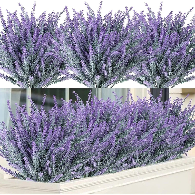 35cm Purple Plastic Artificial Lavender Fake Plant for Wedding Home Room Garden Decorations Bridal Bouquet Photography Props
