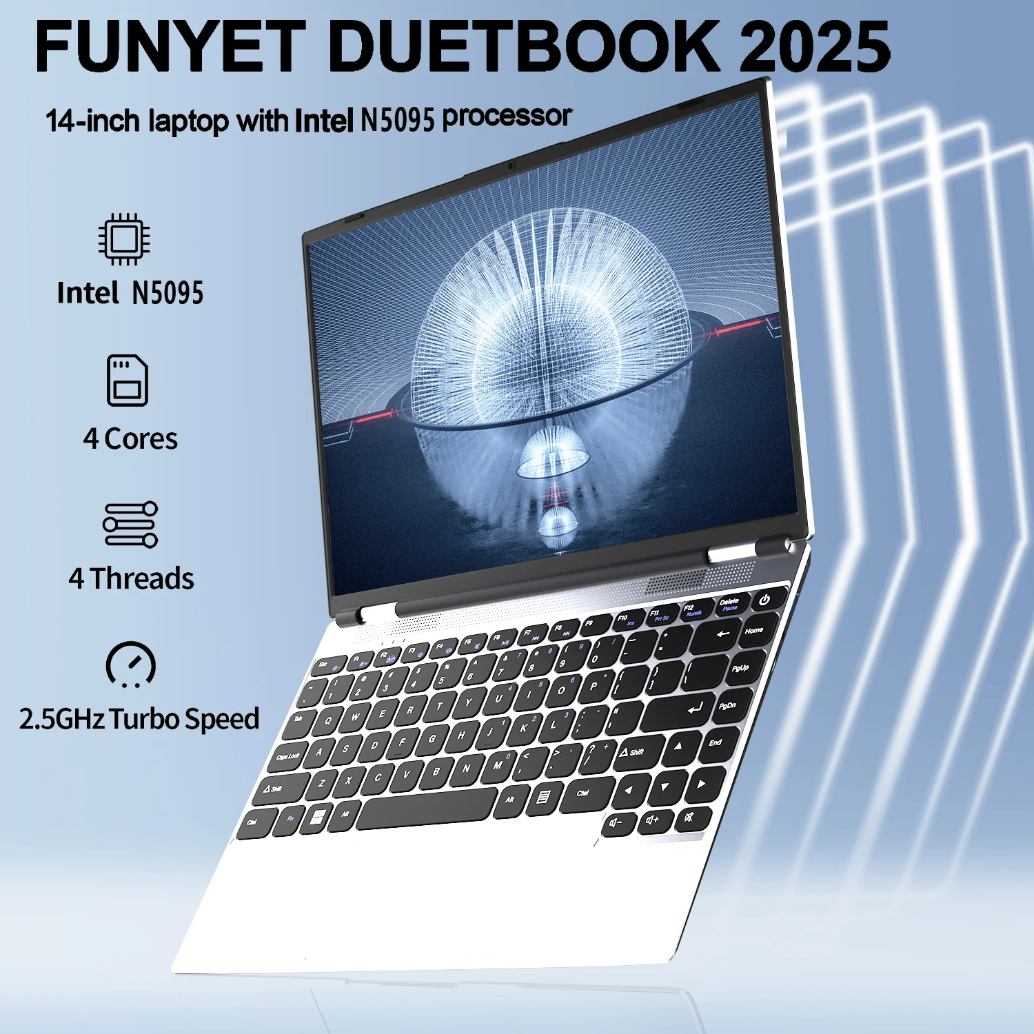 

2025 Laptop Computer Windows 11 Notebook 14.0 Inch Intel Celeron N5095 16GB 2048GB 1920*1080 Resolution Office Study PC computer