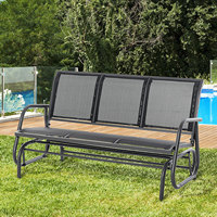 Anajqaqia 147x75x85cm Rocking Chair 3-Seater, Sturdy Garden Bench, Weatherproof, Metal, Black